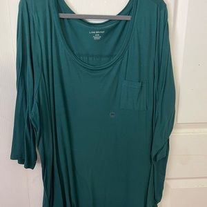 Lane Bryant 26/28 green scoop neck 3/4 sleeve tee, new, unworn
